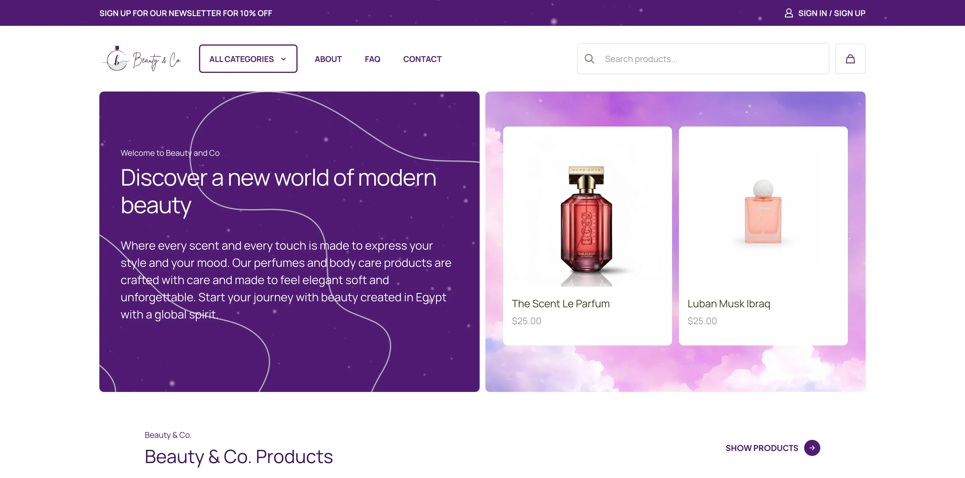 Beauty & Co website